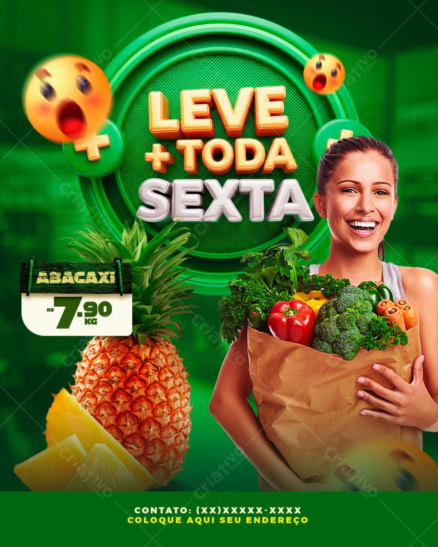 Post para Supermercado 'Leve + Toda Sexta' PSD Editável