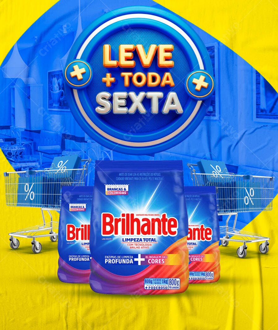 Flyer de Promoção Detergente Brilhante Leve + Toda Sexta PSD Editável