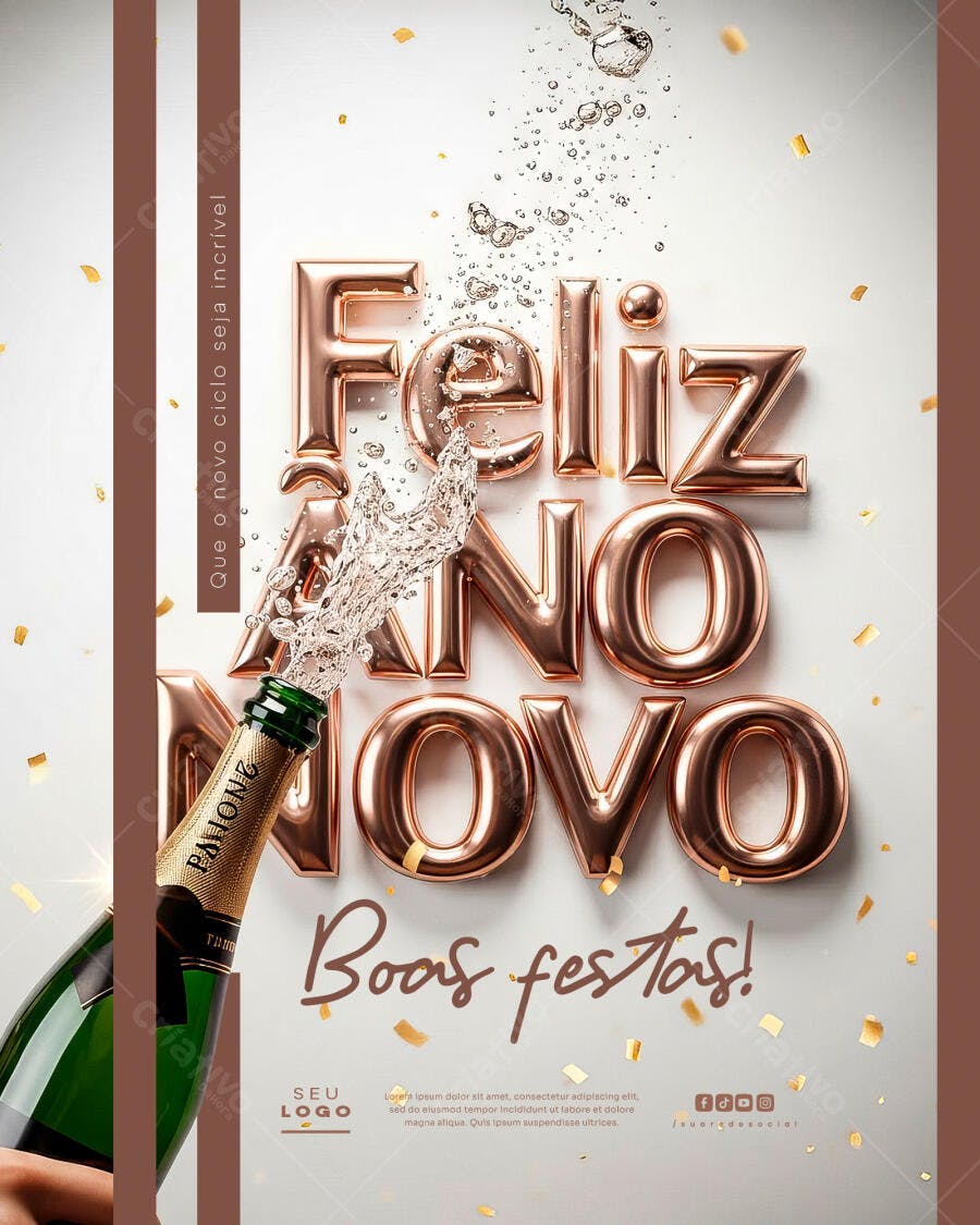 Post Instagram para Feliz Ano Novo Boas Festas PSD Editável