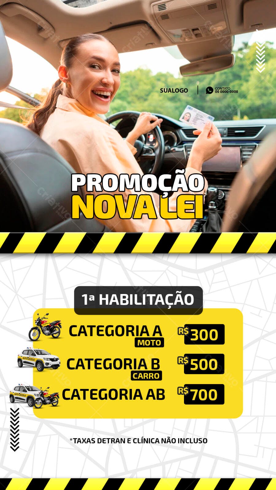 Flyer Promocional para Auto Escola CNH 1a Habilitação PSD Editável