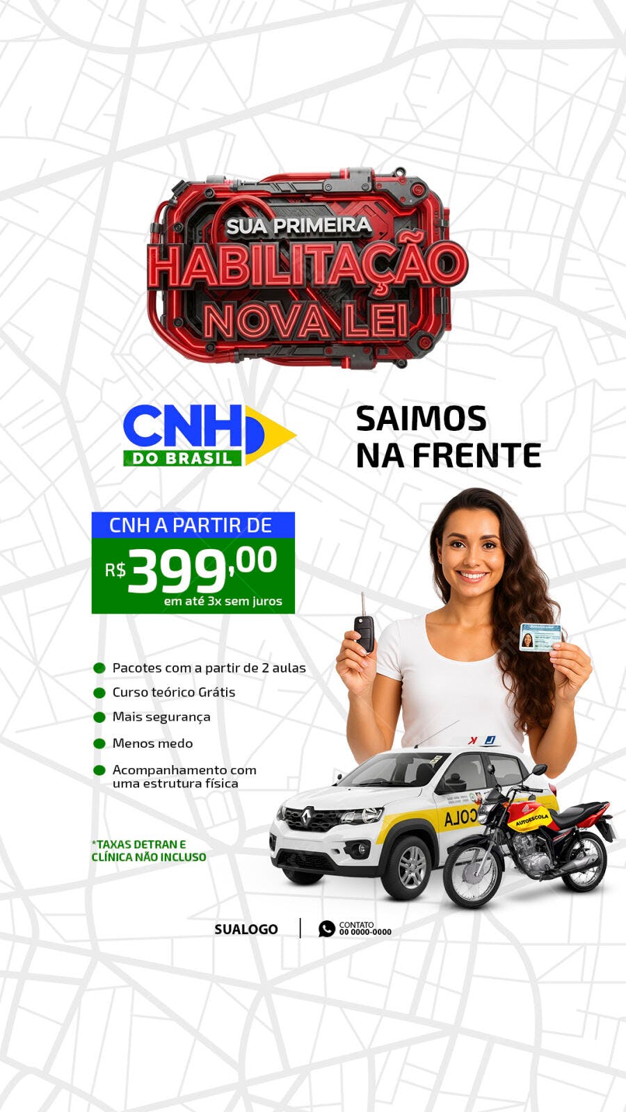 Flyer Autoescola Habilitação CNH Nova Lei PSD Editável