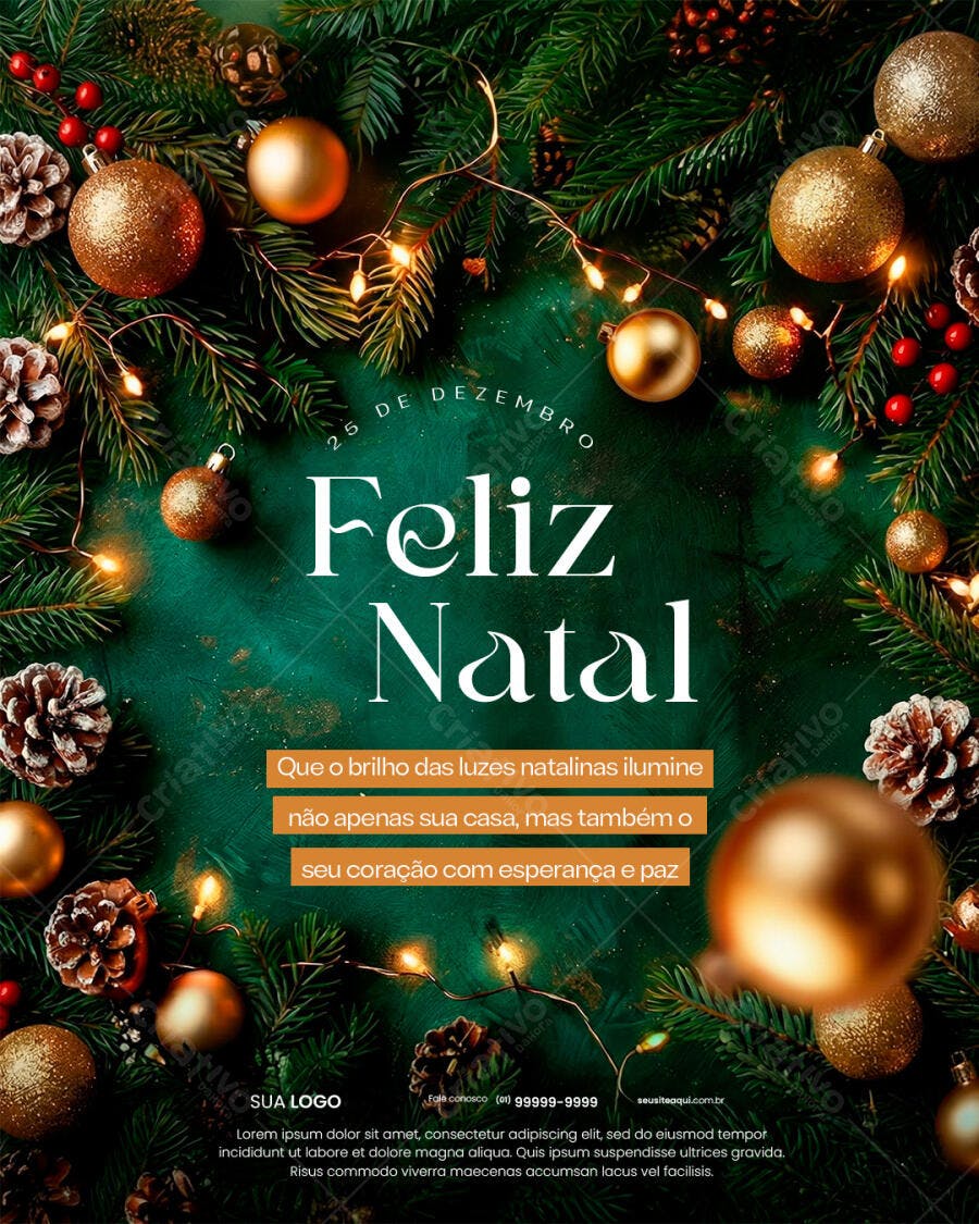 Post para Redes Sociais Feliz Natal PSD Editável