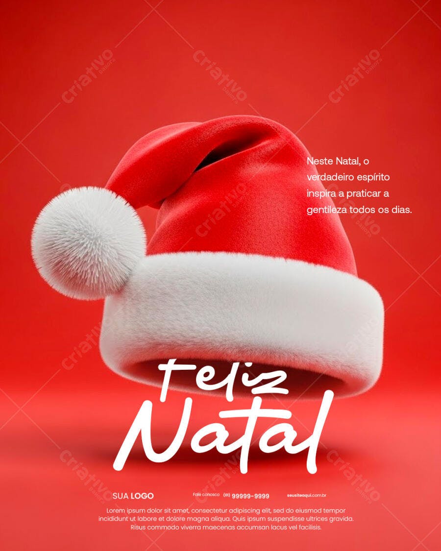 Post de Natal com Touca Papai Noel PSD Editável