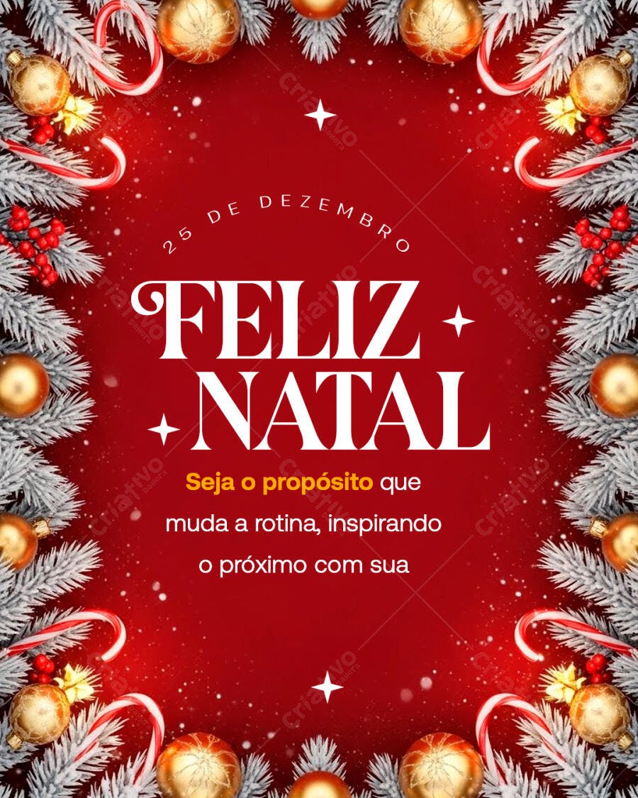 Flyer Feliz Natal 25 de Dezembro Vermelho com Neve PSD Editável