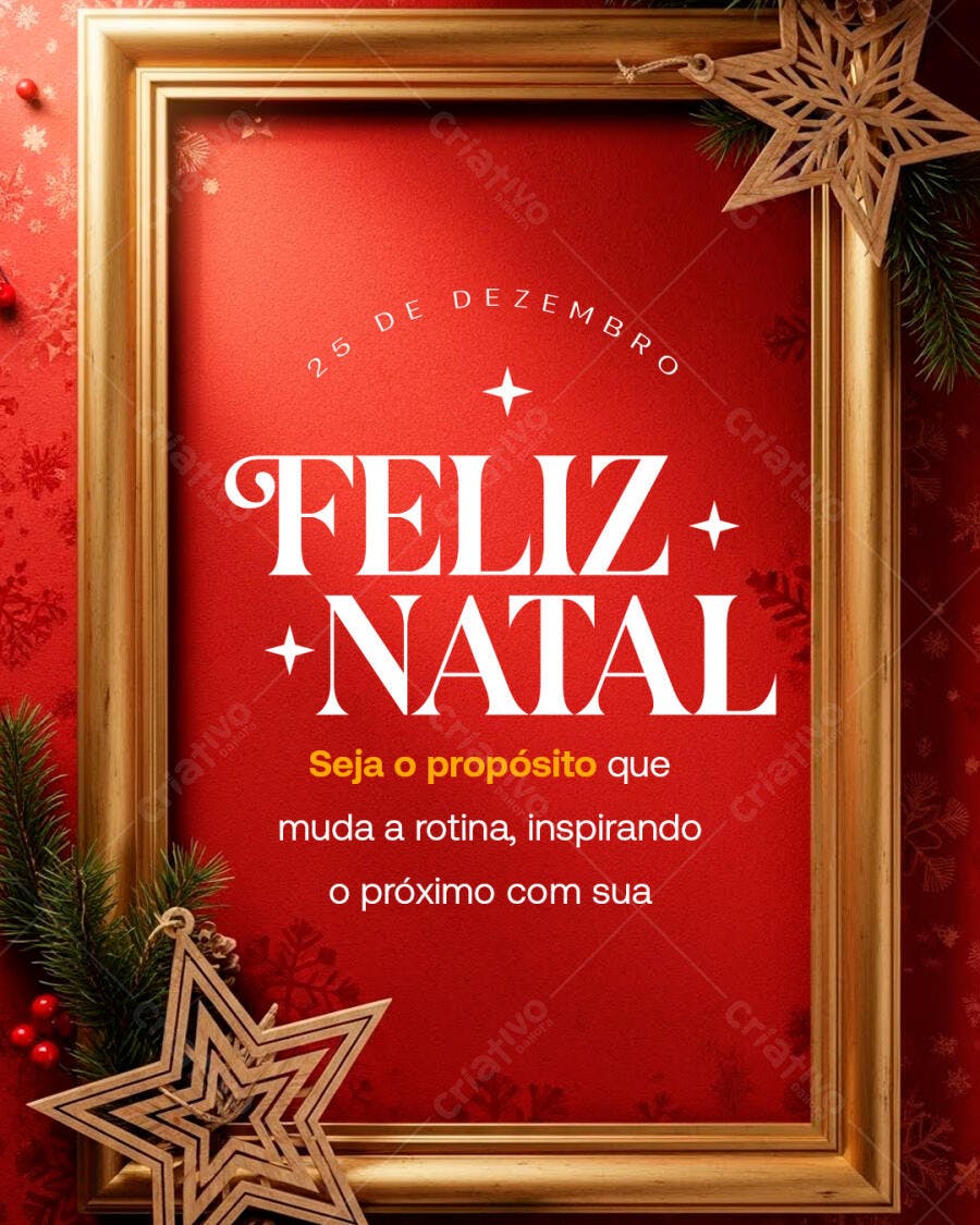Card de Natal Feliz Natal 25 de Dezembro PSD Editável