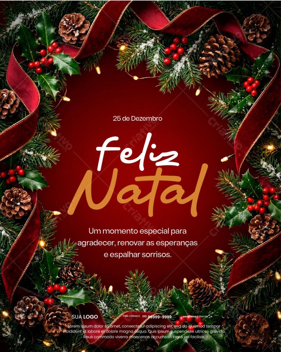 Flyer Natalino Feliz Natal 25 de Dezembro PSD Editável