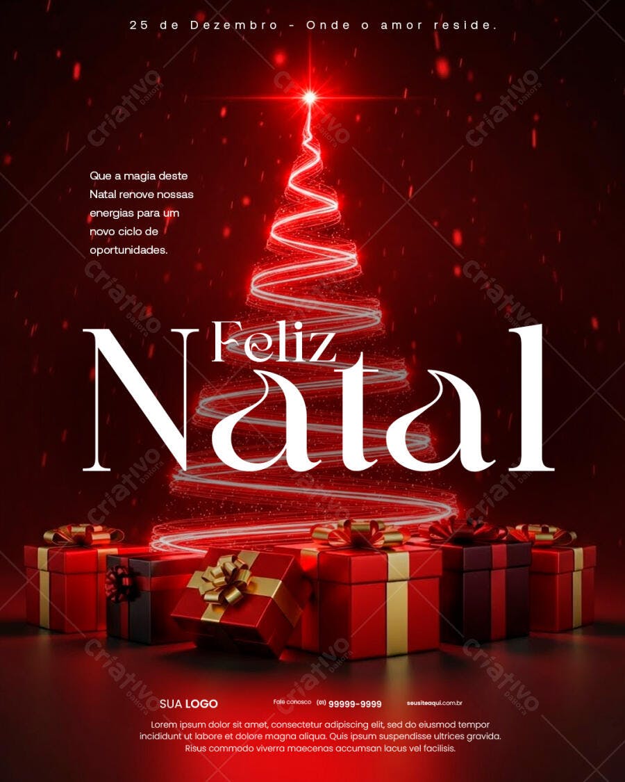 Flyer para Natal com Árvore de Luzes PSD Editável
