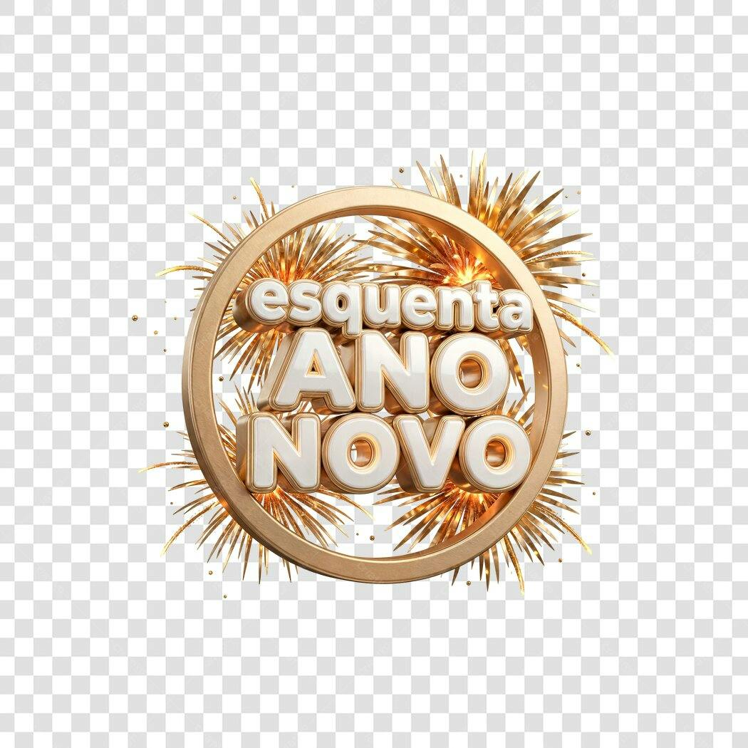 Selo Ano Novo esquenta dourado 3D festivo PNG com fundo transparente
