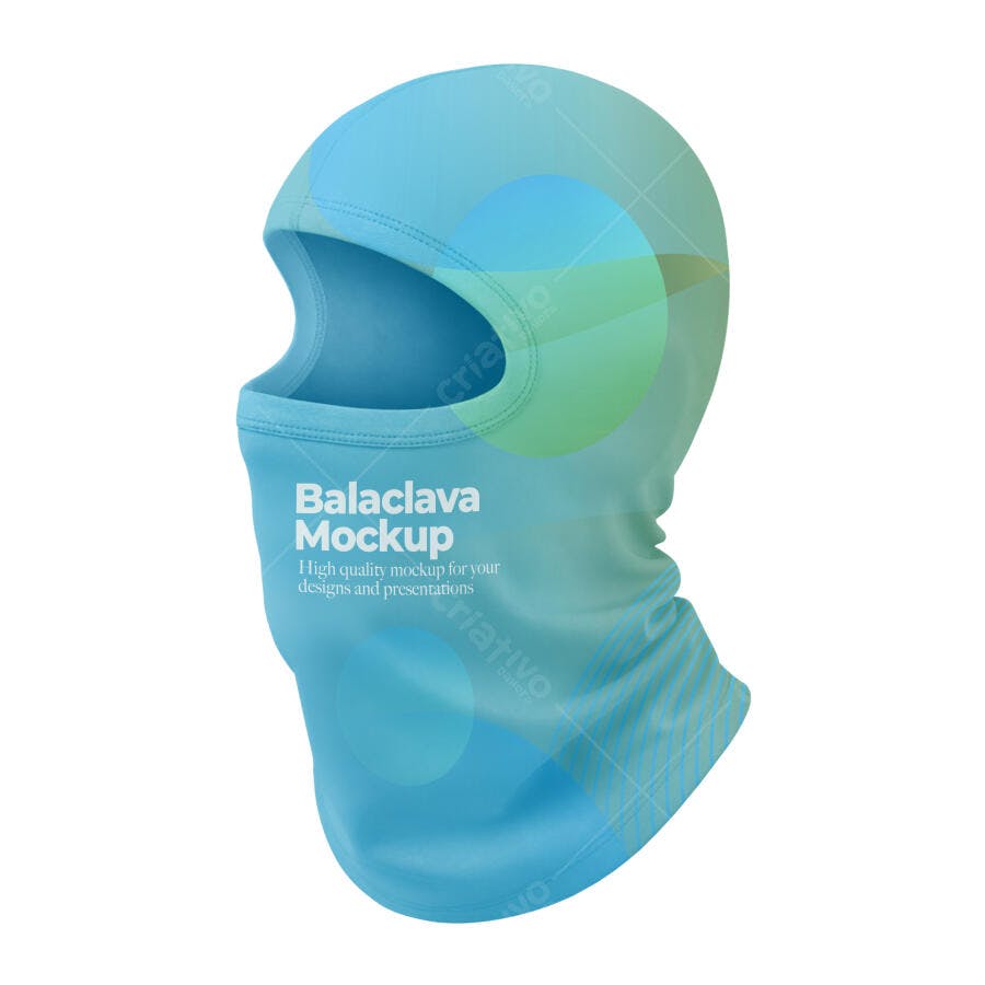 Mockup Realista Balaclava Azul em Tecido Esportivo Isolada