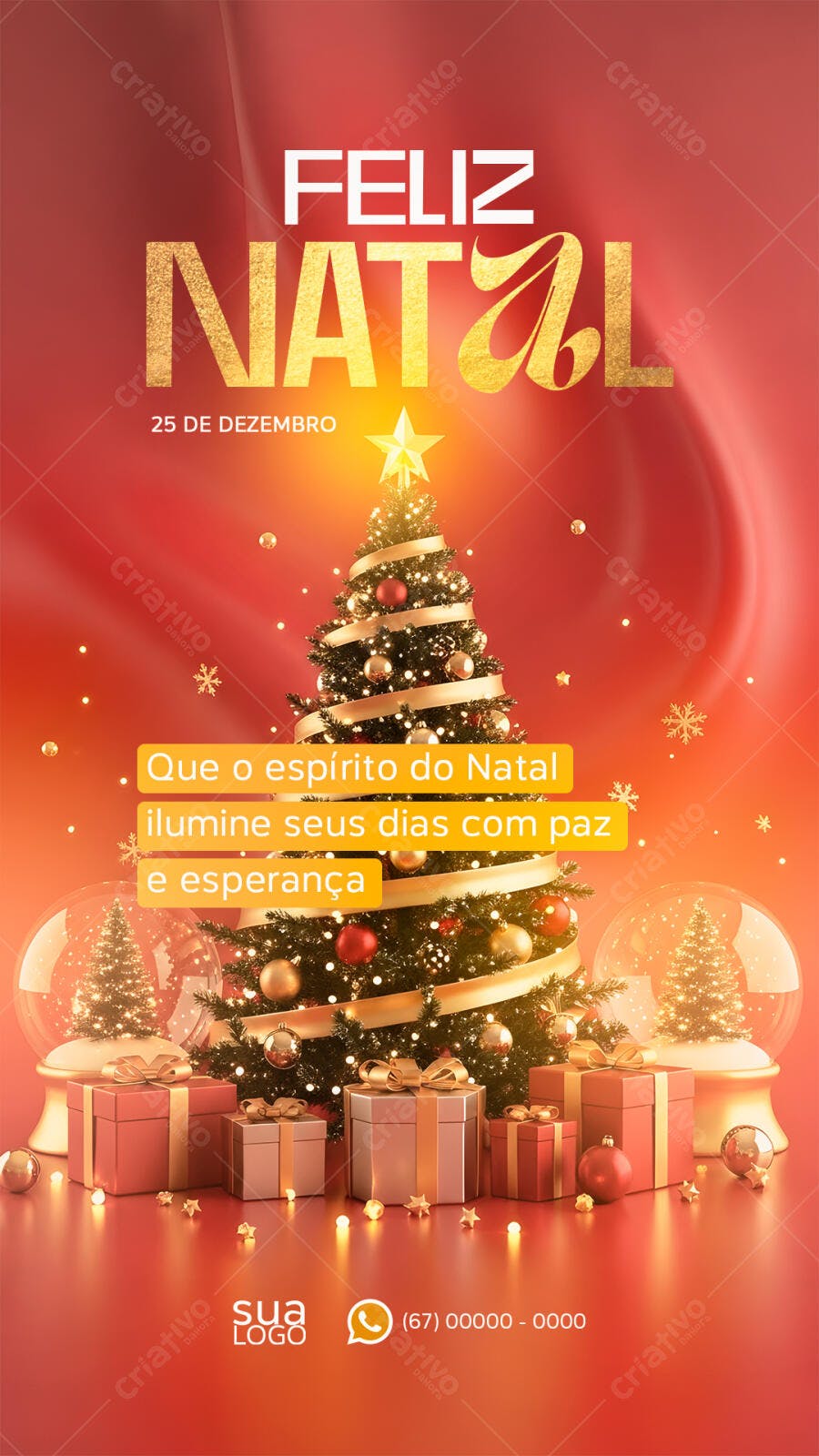 Post para Redes Sociais Feliz Natal 25 de Dezembro PSD Editável