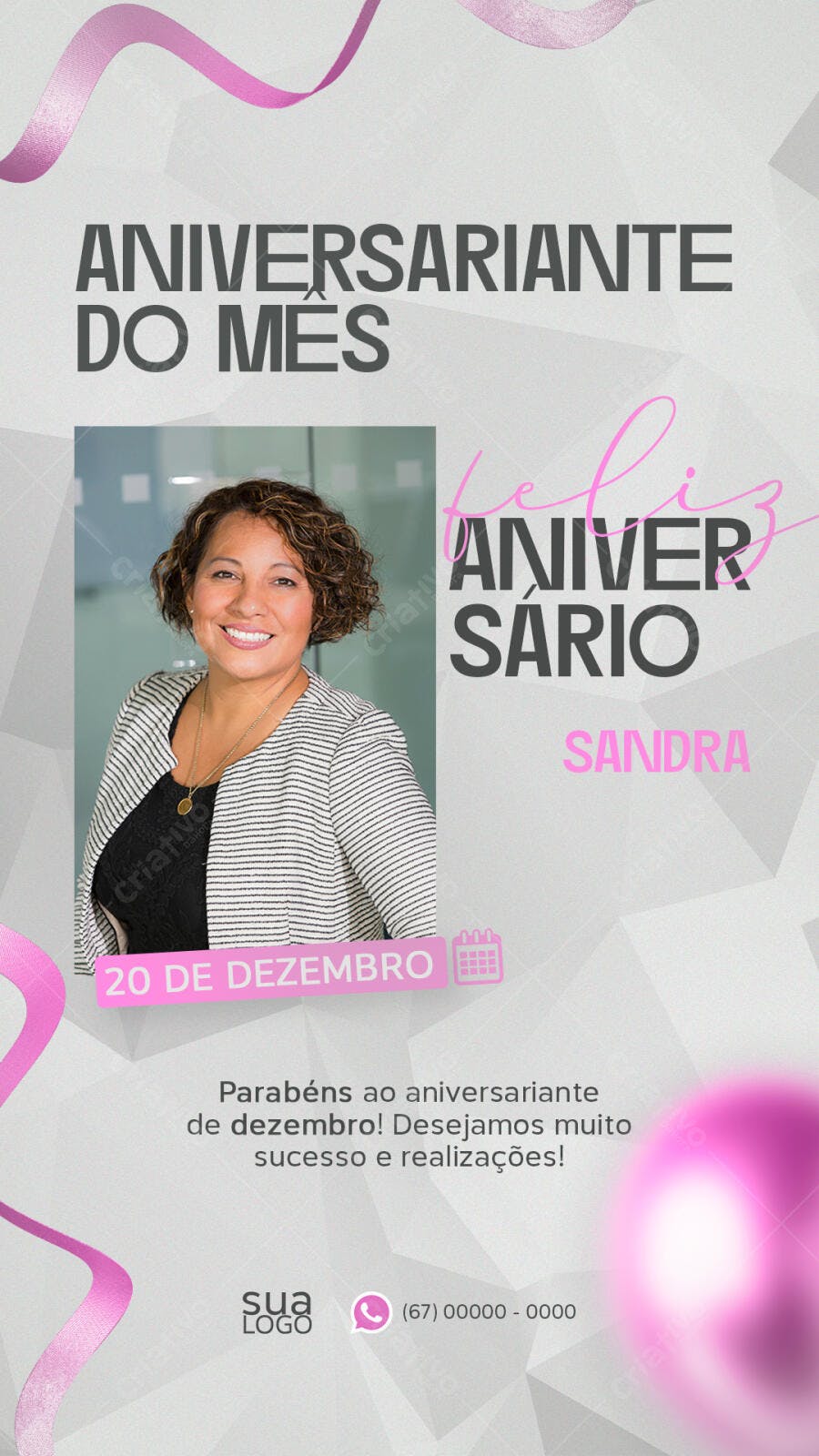 Post para Redes Sociais Aniversariante do Mês Dezembro PSD Editável