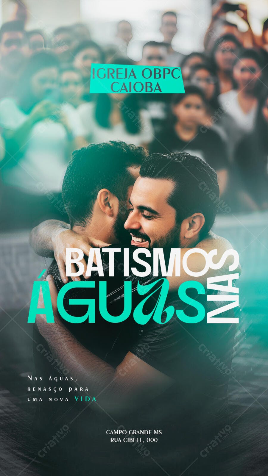 Flyer para Batismo Nas Águas Igreja Cristã PSD Editável