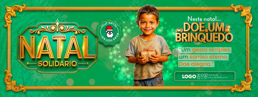 Banner Promocional para Natal Solidário Doação de Brinquedos PSD Editável