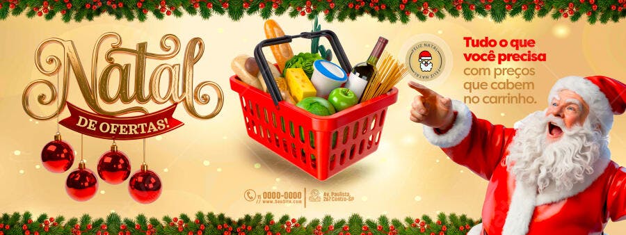 Flyer para Promoção de Natal com Papai Noel PSD Editável