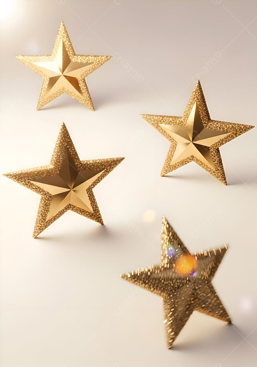 Estrelas douradas brilhantes em fundo claro para celebração festiva