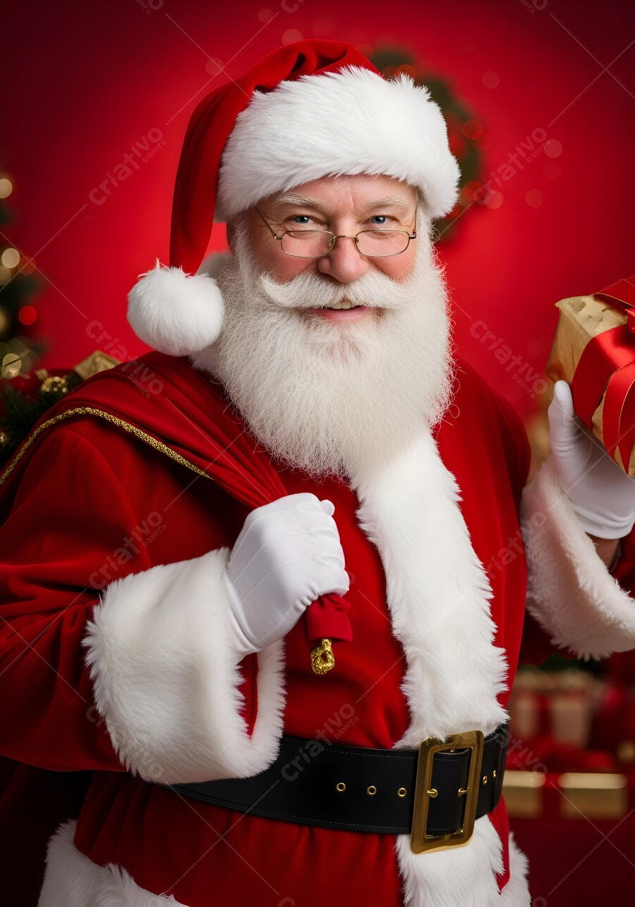 Papai Noel alegre com barba branca e óculos sorrindo no Natal