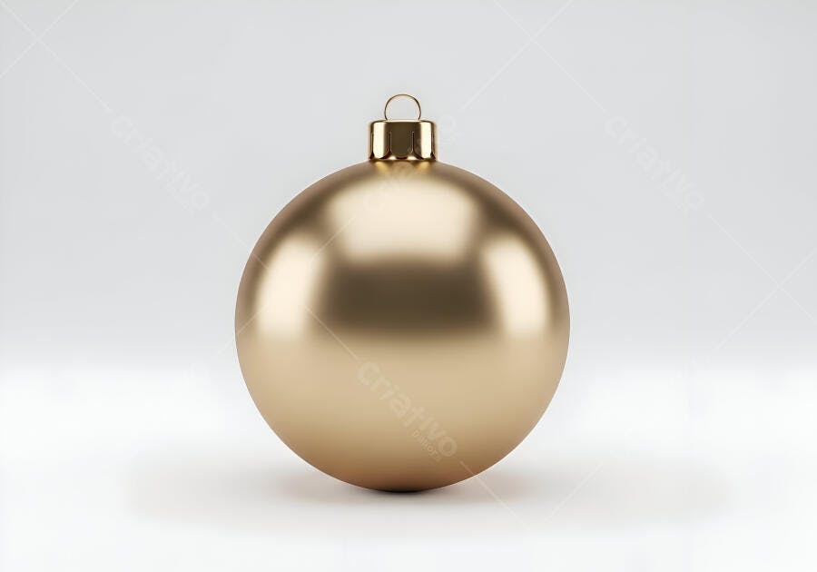 Enfeite de Natal dourado em fundo branco isolado