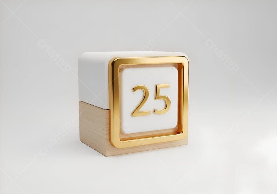 Bloco de calendário 25 branco e dourado design moderno minimalista