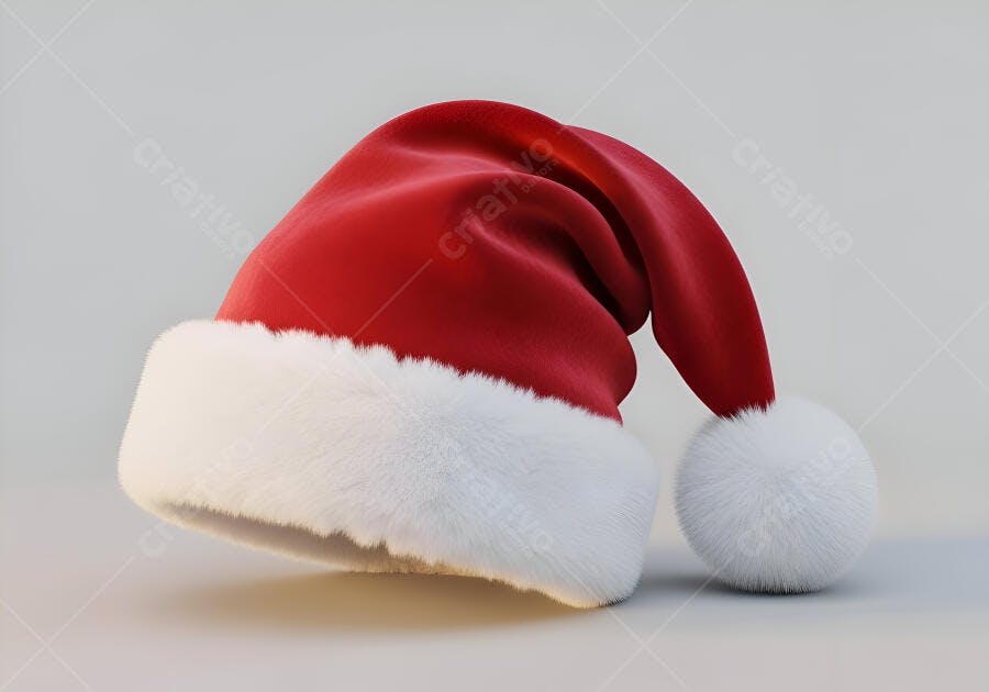Gorro de Papai Noel vermelho e branco festivo em fundo claro natalino