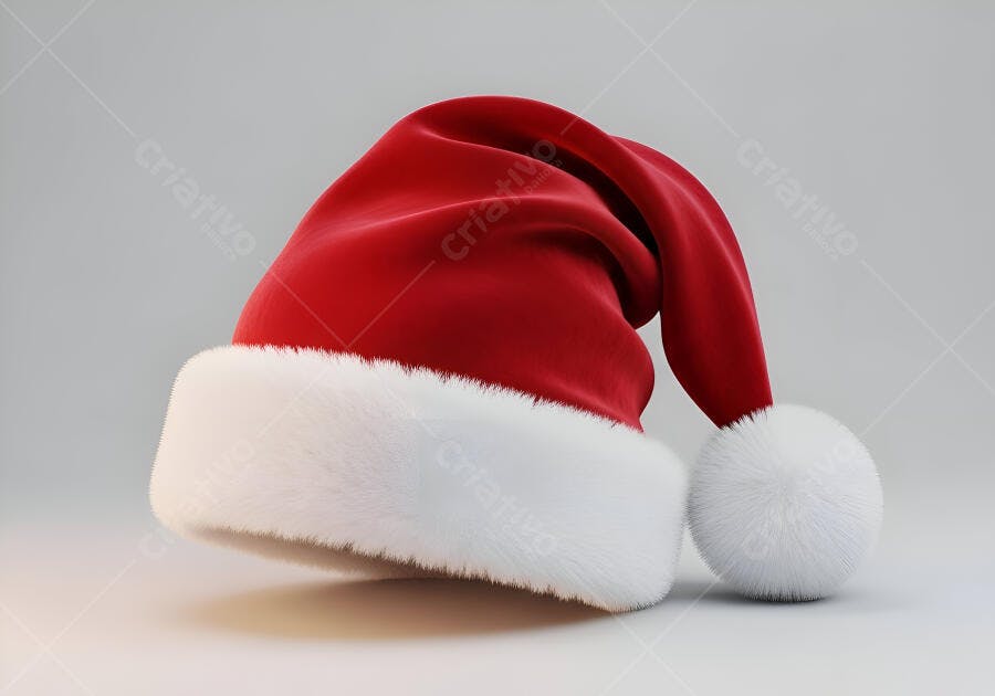 Gorro de Papai Noel vermelho e branco festivo em fundo claro natal