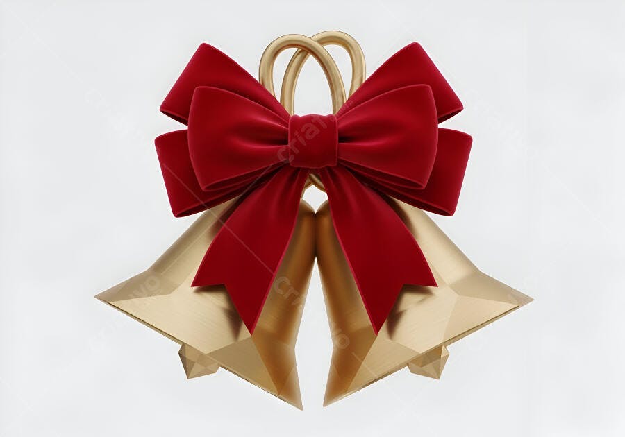 Sinos dourados com laço vermelho de Natal celebração festiva