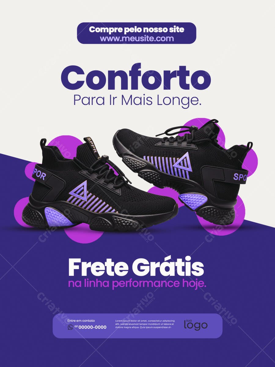 Flyer de Oferta Tênis Esportivo Conforto Performance PSD Editável