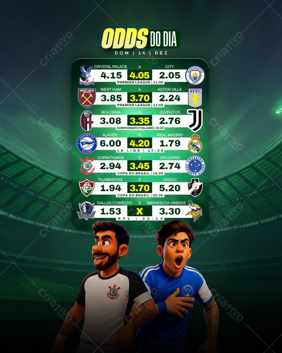 Flyer Odds do Dia Futebol e Apostas com Fãs PSD Editável