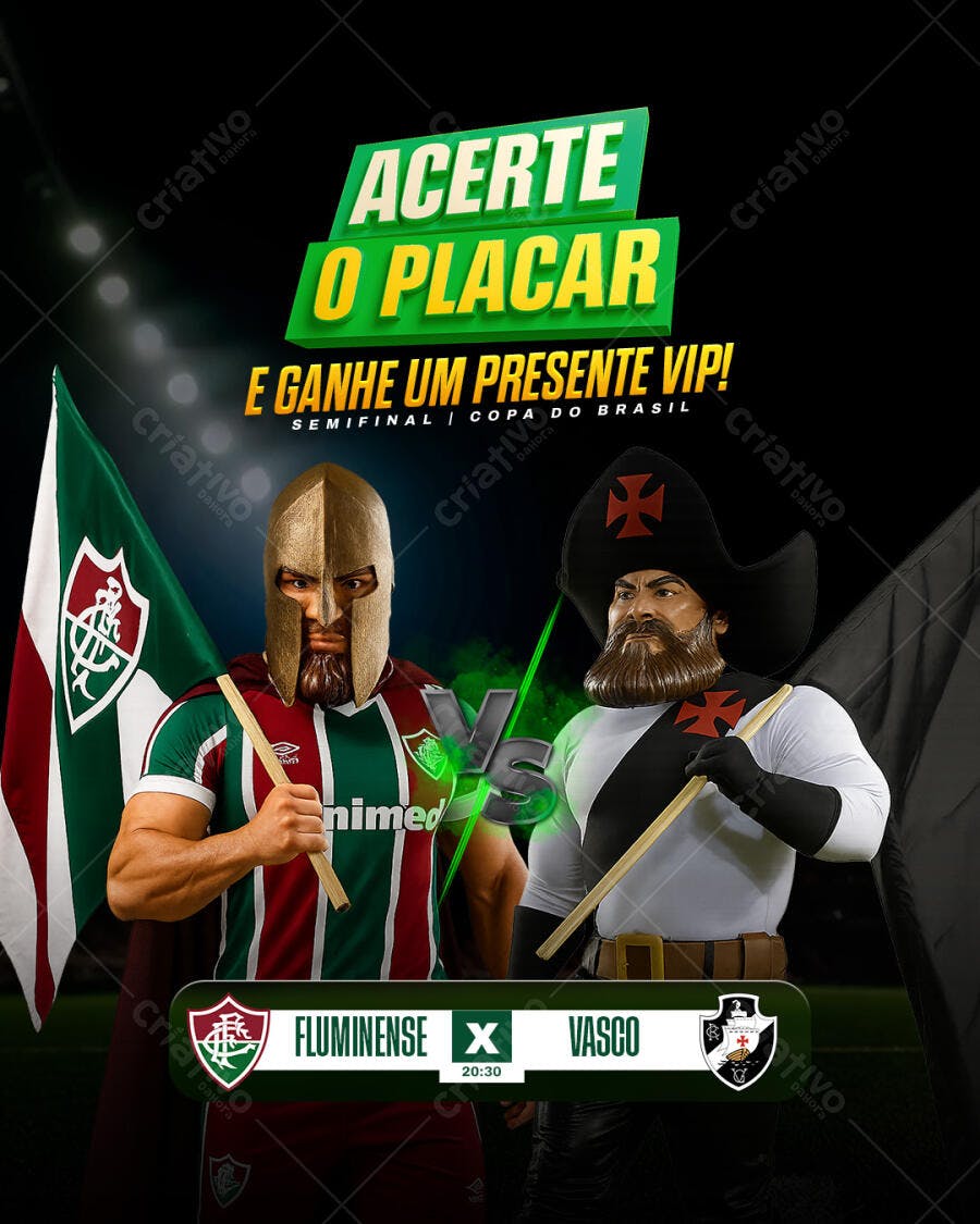 Flyer Jogo Futebol Acerto Placar Fluminense vs Vasco PSD Editável