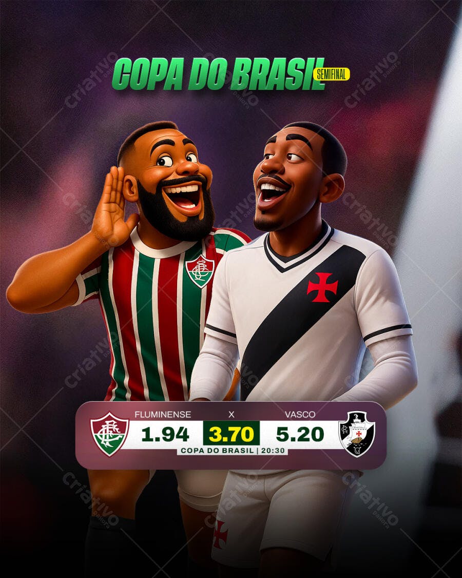 Flyer Copa do Brasil Semifinal Fluminense x Vasco PSD Editável