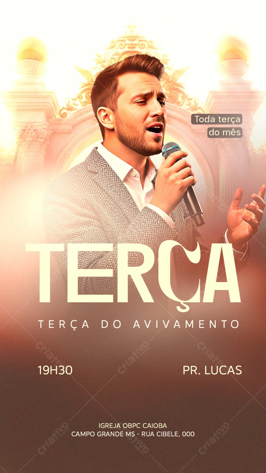 Flyer para Terça do Avivamento com Pr. Lucas PSD Editável