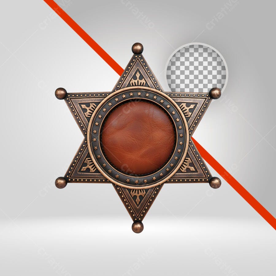 Selo Distintivo de Xerife Velho Oeste Bronze Marrom PNG com fundo transparente