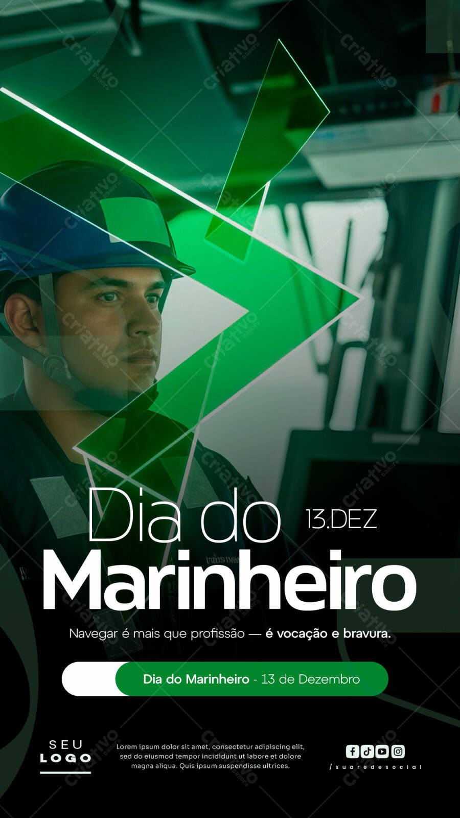 Post Redes Sociais Dia do Marinheiro 13 de Dezembro PSD Editável