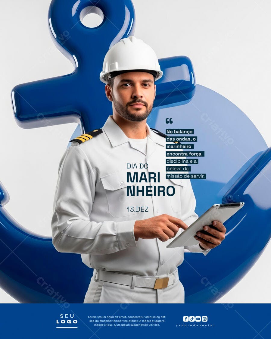 Flyer Dia do Marinheiro 13 de Dezembro PSD Editável