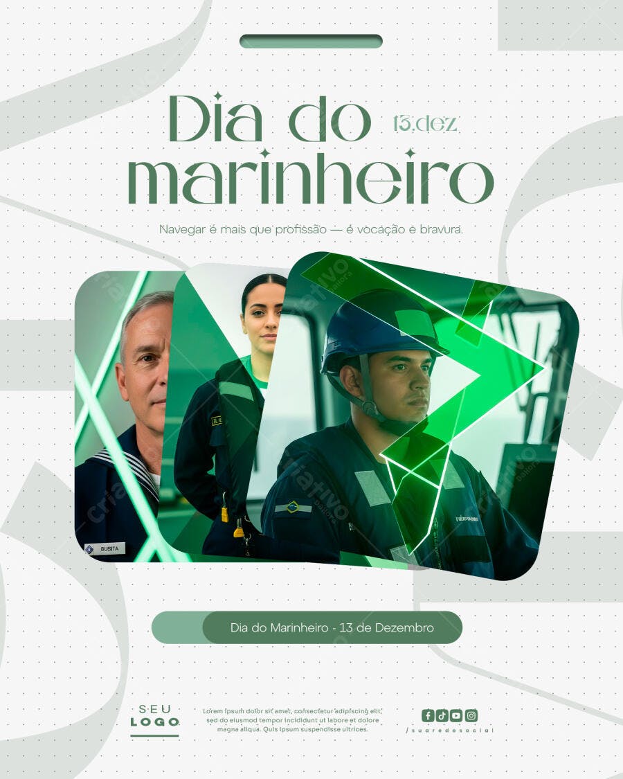 Flyer Dia do Marinheiro 13 Dezembro Profissão e Bravura PSD Editável