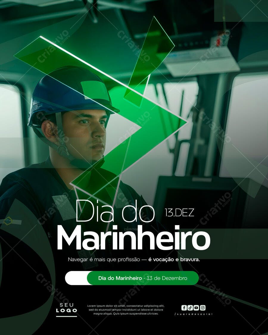 Flyer Profissional Dia do Marinheiro 13 de Dezembro PSD Editável