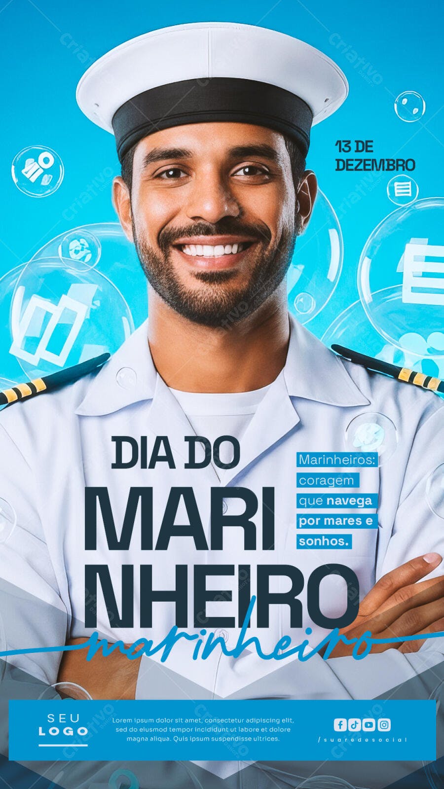 Flyer Dia do Marinheiro 13 de Dezembro PSD Editável