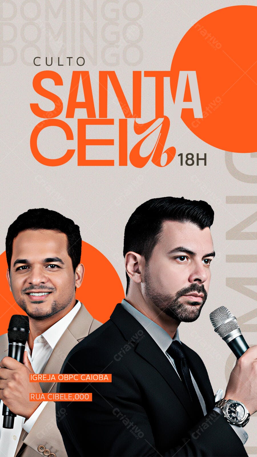 Flyer Culto Santa Ceia com Pastores PSD Editável