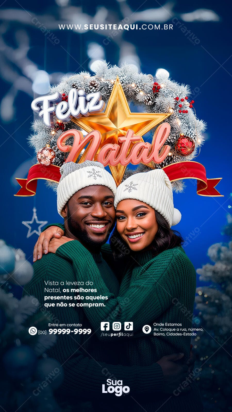 Post para Redes Sociais Natalino com Casal PSD Editável