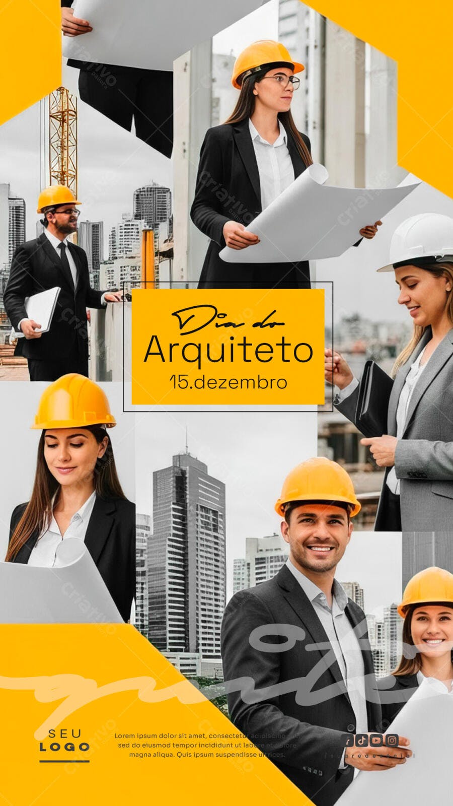 Flyer Dia do Arquiteto 15 de Dezembro PSD Editável