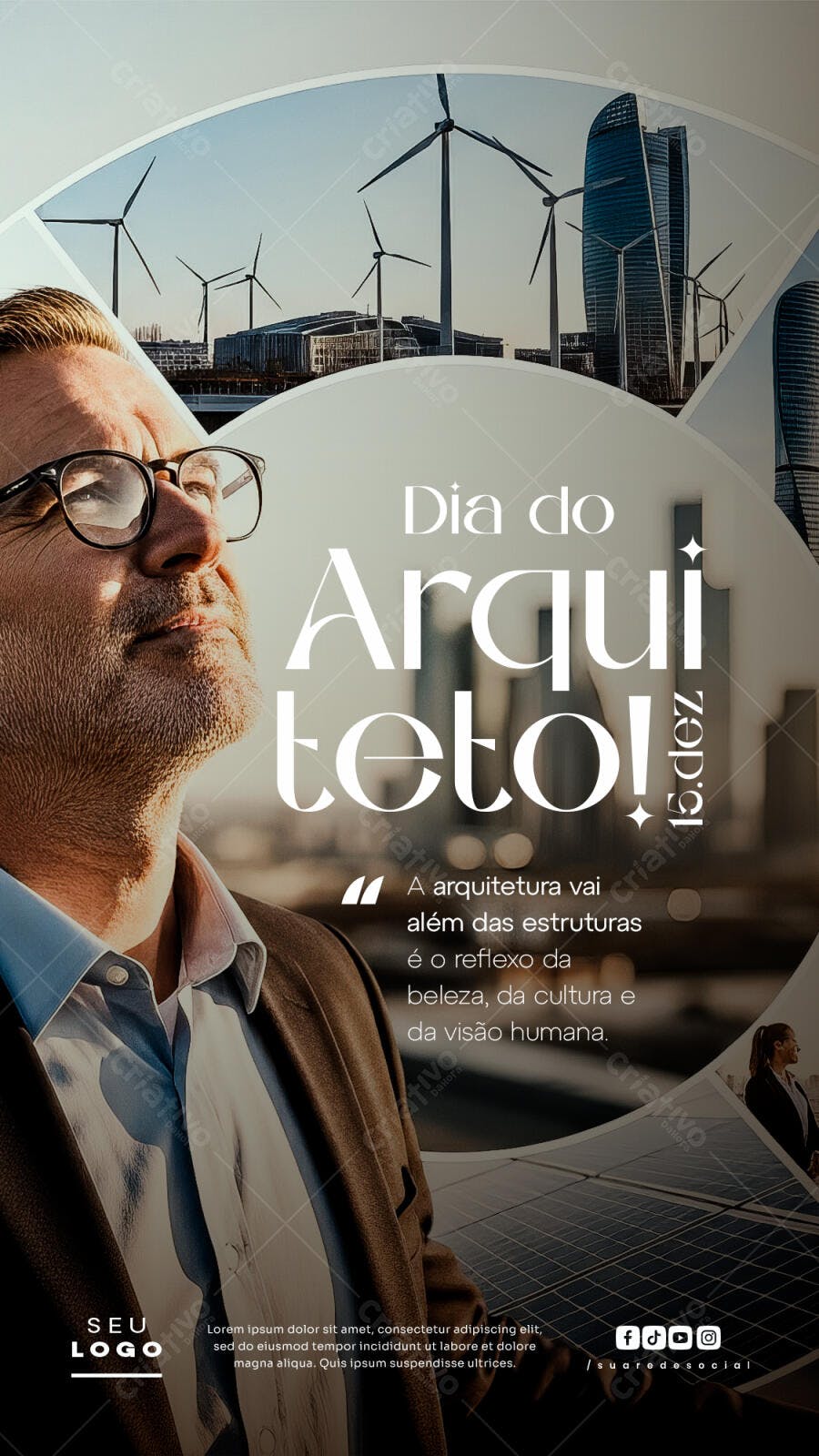 Flyer para Dia do Arquiteto Moderno e Sustentável PSD Editável