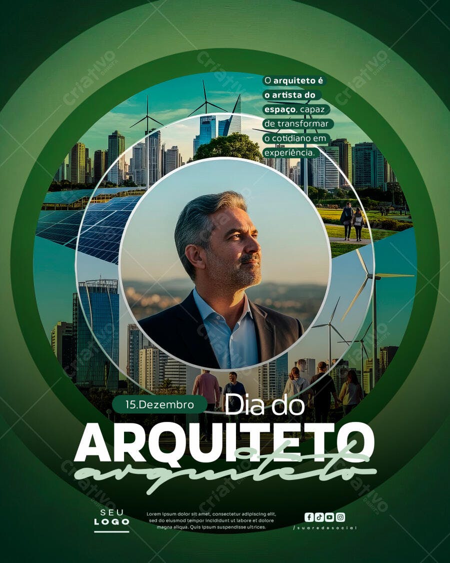 Flyer Dia do Arquiteto 15 de Dezembro PSD Editável