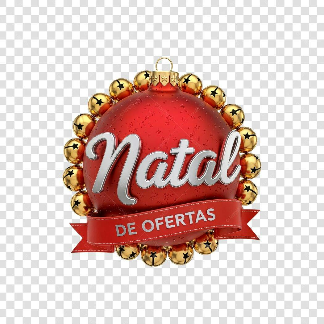 Selo de Ofertas Natalinas Vermelho e Dourado Dezembro PNG com fundo transparente