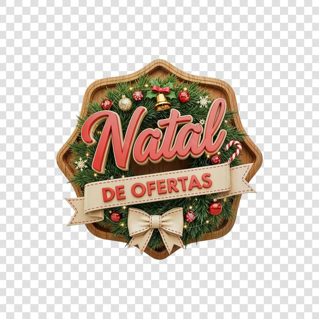 Selo Natal de Ofertas Vermelho Verde e Dourado PNG com fundo transparente