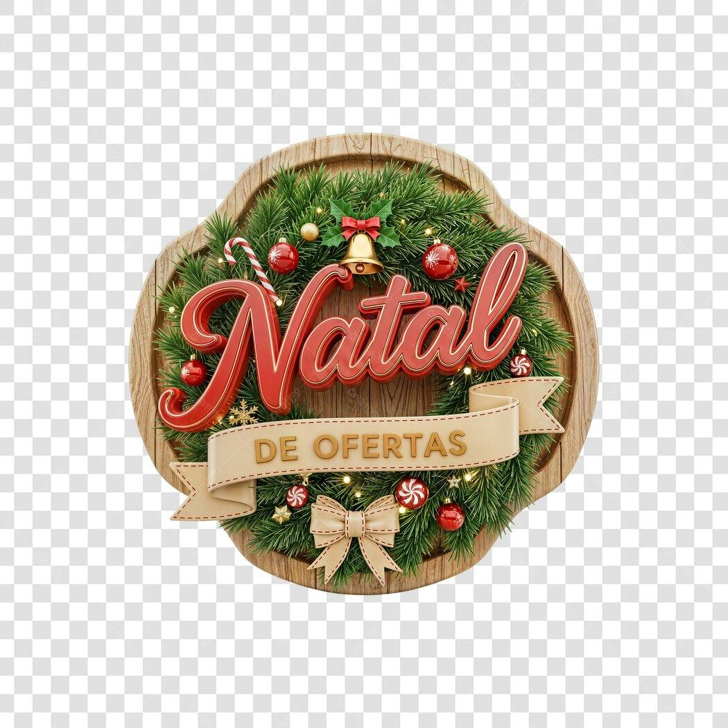 Selo Promocional Natal de Ofertas Guirlanda Festiva PNG com fundo transparente