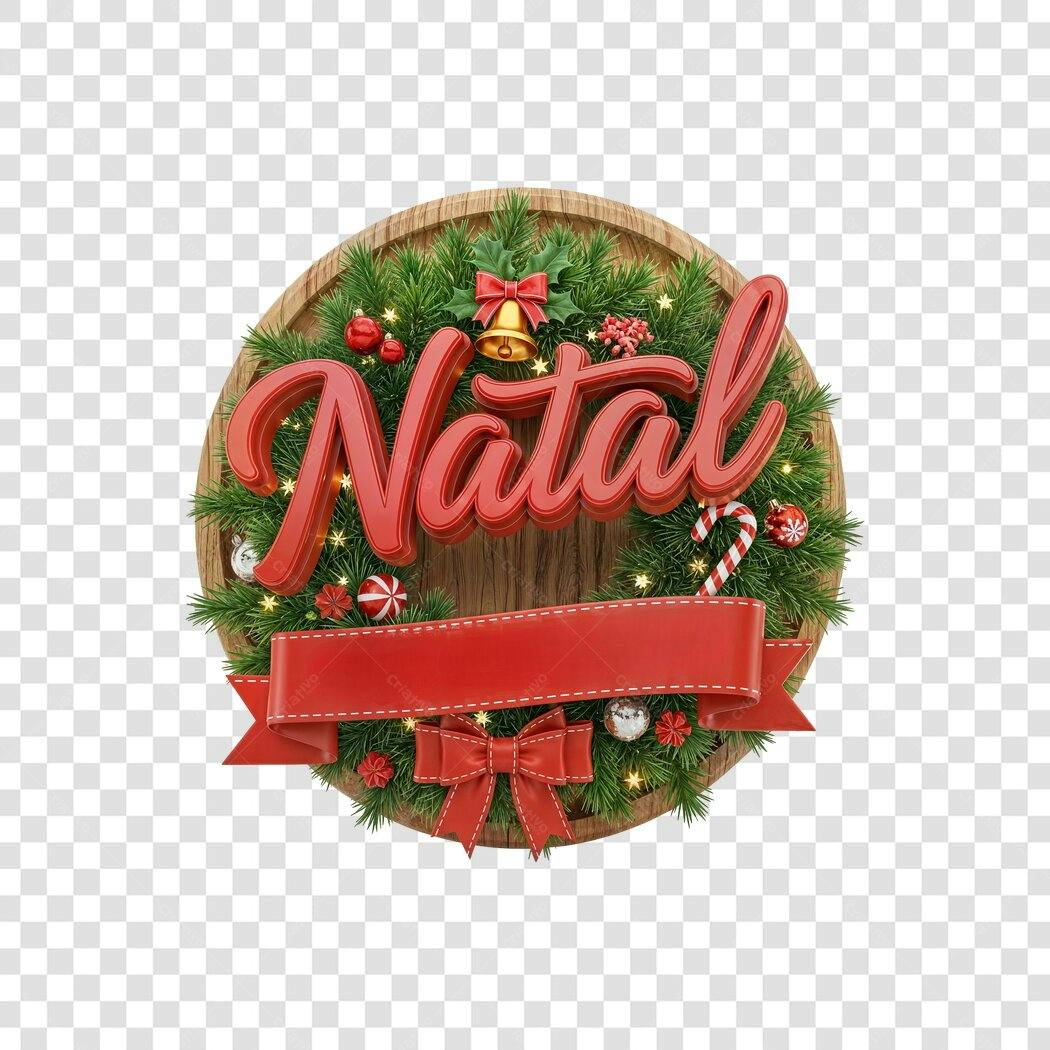 Selo Festivo Natal 25 de Dezembro vermelho verde 3D com fita PNG com fundo transparente