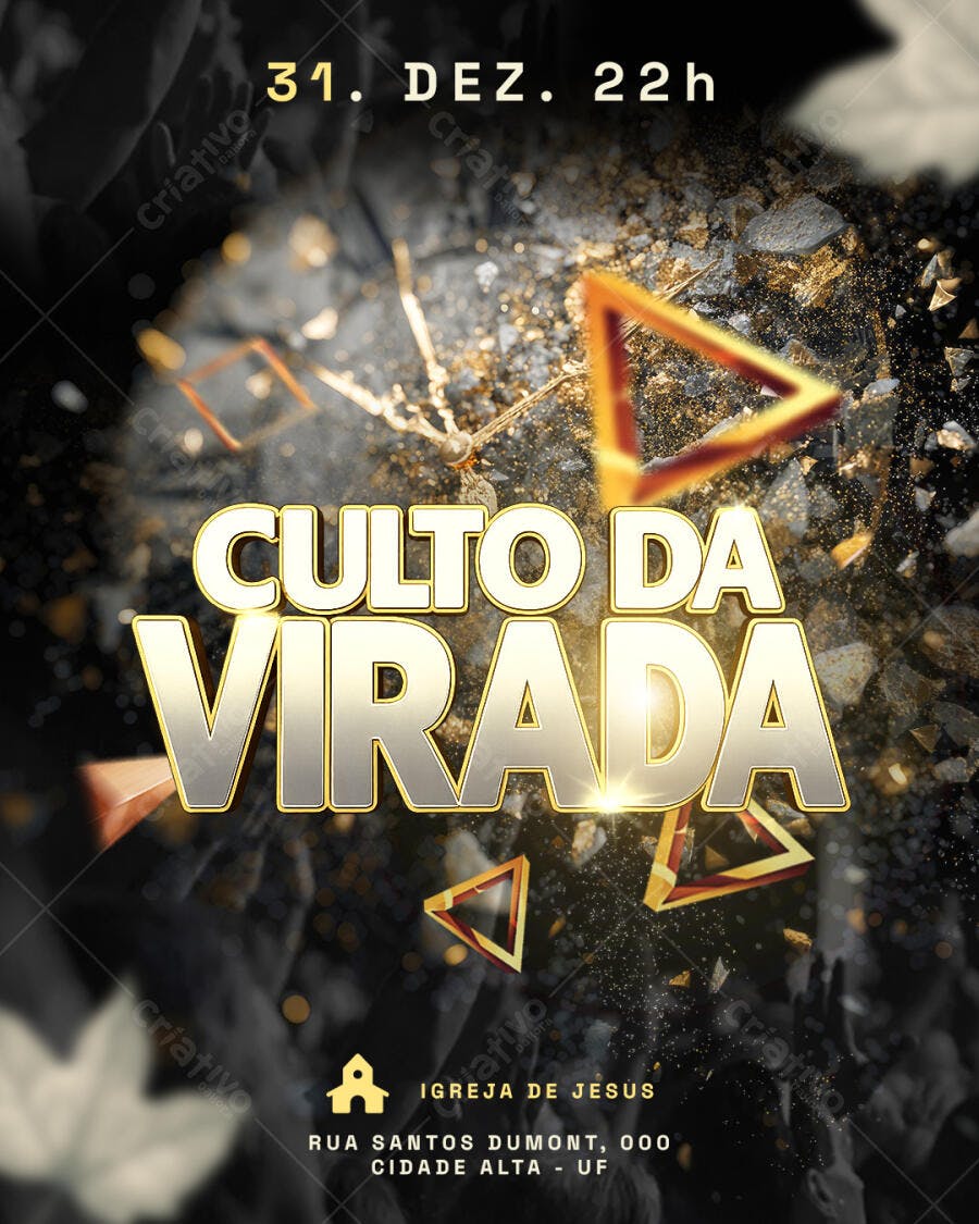 Flyer Culto da Virada Igreja PSD Editável