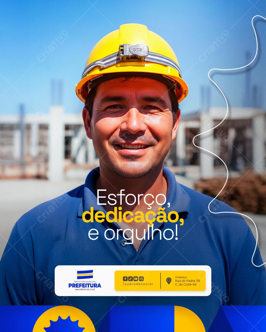 Post Redes Sociais Campanha Prefeitura Trabalhador PSD Editável