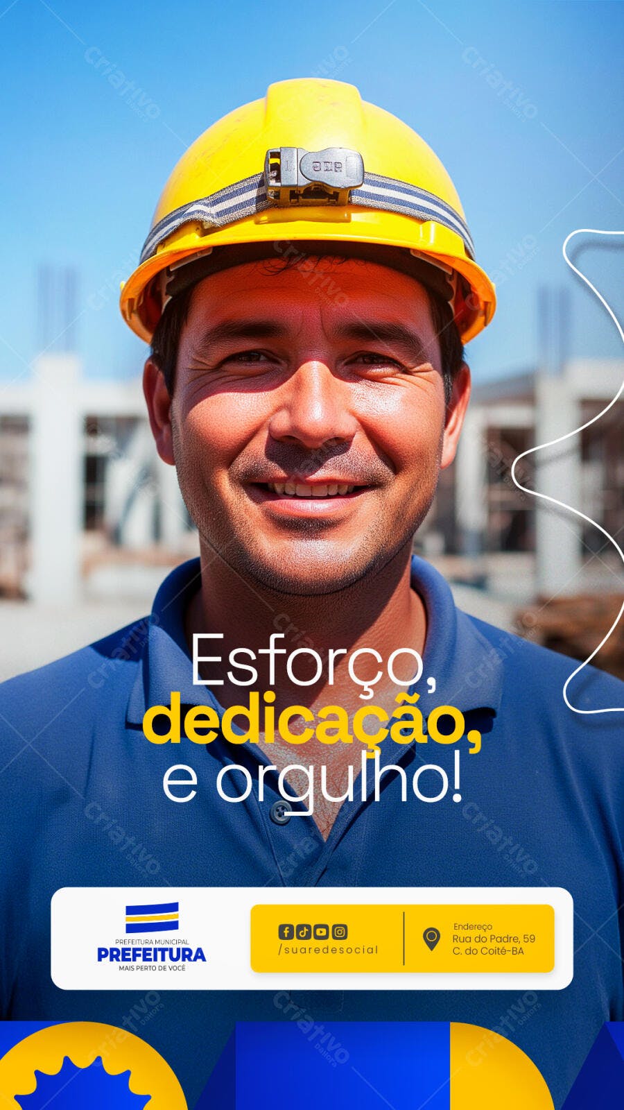 Flyer Dia do Trabalhador Prefeitura PSD Editável