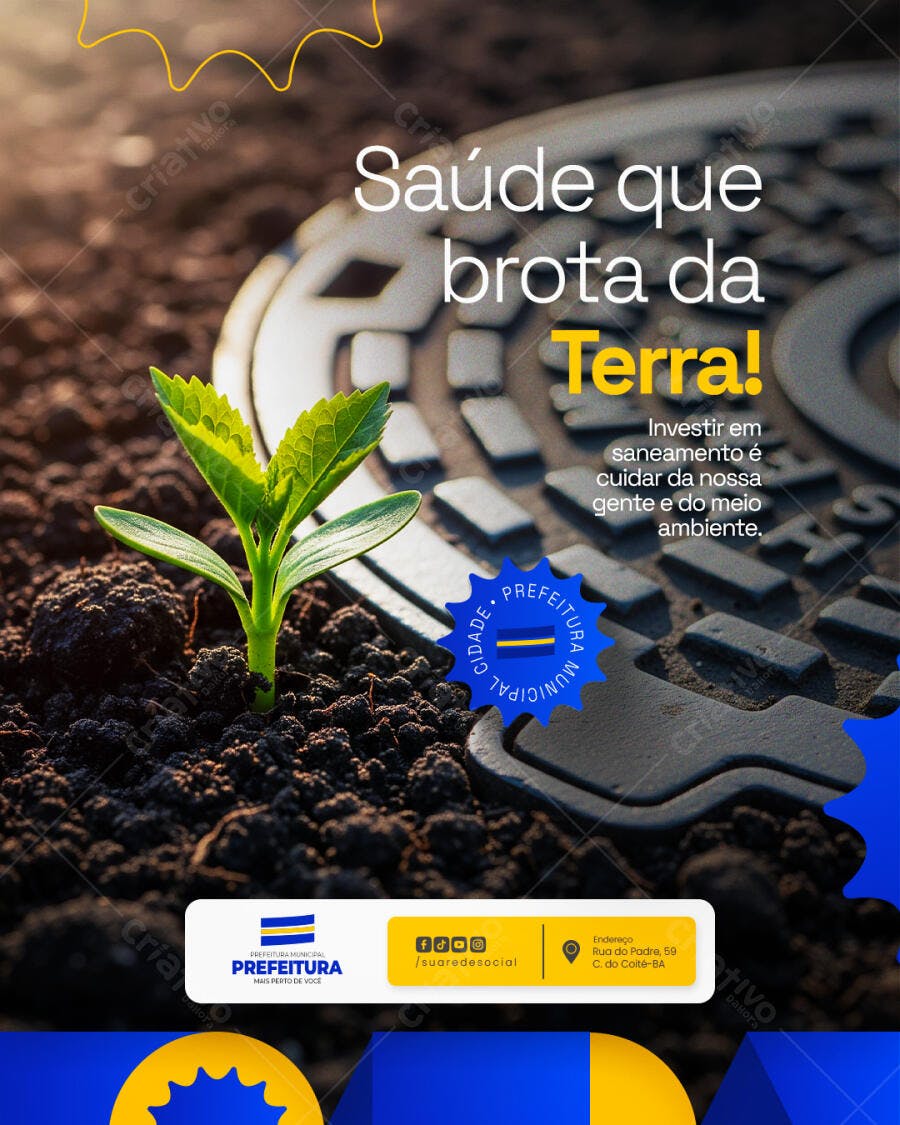 Flyer Campanha Saúde Saneamento e Meio Ambiente PSD Editável