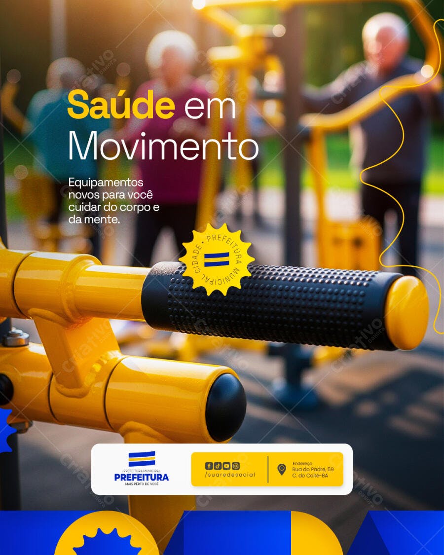 Flyer para Saúde em Movimento e Academia ao Ar Livre PSD Editável